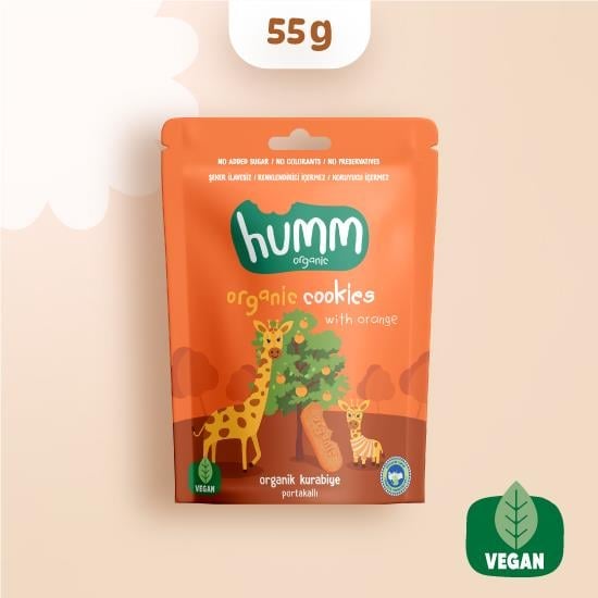 Organik Vegan Portakallı Kurabiye 55 Gr