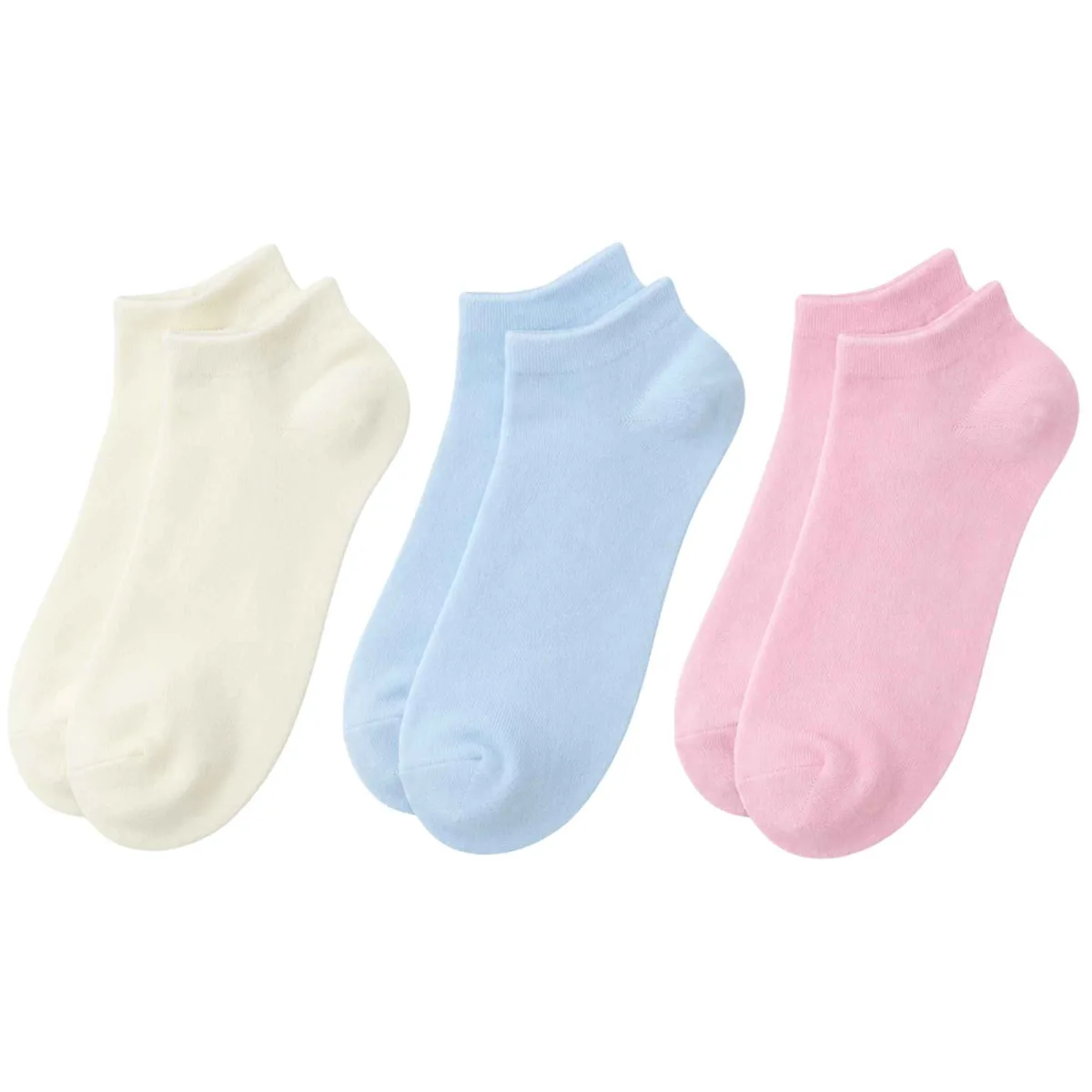 Kadın Bambu Dikişsiz Patik Çorap 3'lü Paket - Yumuşak, Nefes Alan, Nem Emici Kısa Konç Günlük Çorap - Krem, Mavi, Pembe