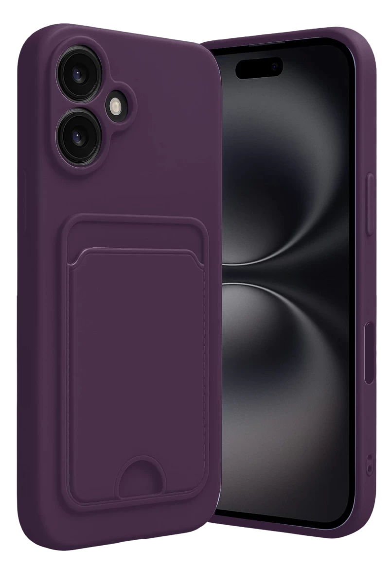 Apple iPhone 16 Uyumlu Kılıf Kelvin Kartvizitli Silikon - Derin Mor