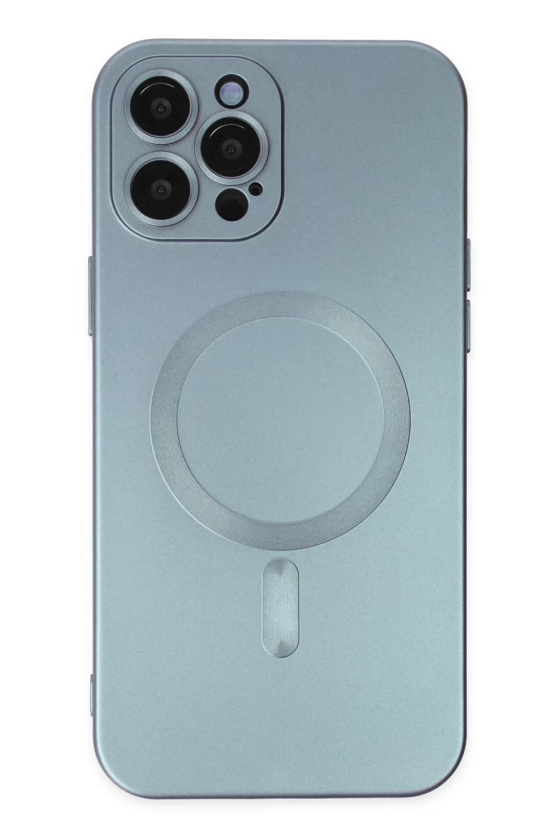 Apple iPhone 12 Pro Max Uyumlu Kılıf Moshi Lens Magneticsafe Silikon - Sierra Blue