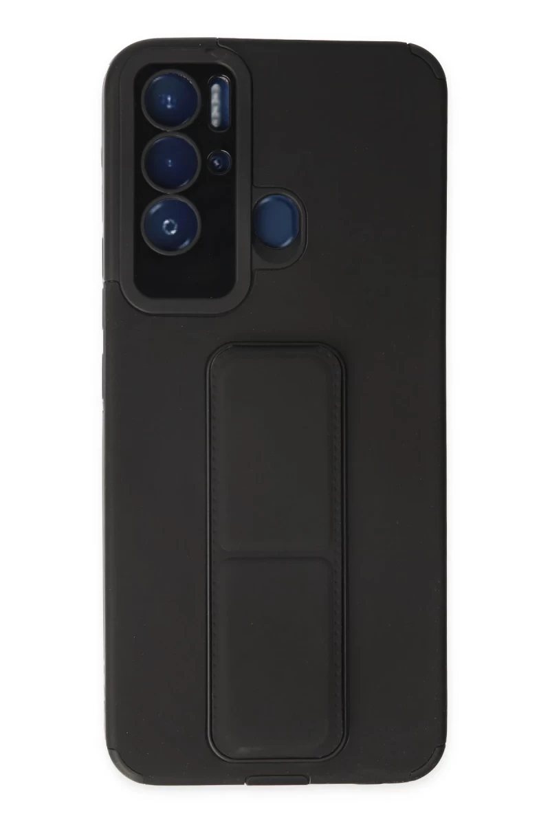 Tecno Pova Neo Kılıf Mega Standlı Silikon - Siyah