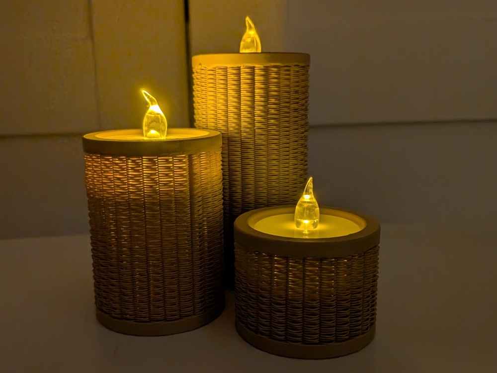 Rattan Görünümlü Tealight Mumluk Seti 3'lü Dekoratif Mum Tutucu