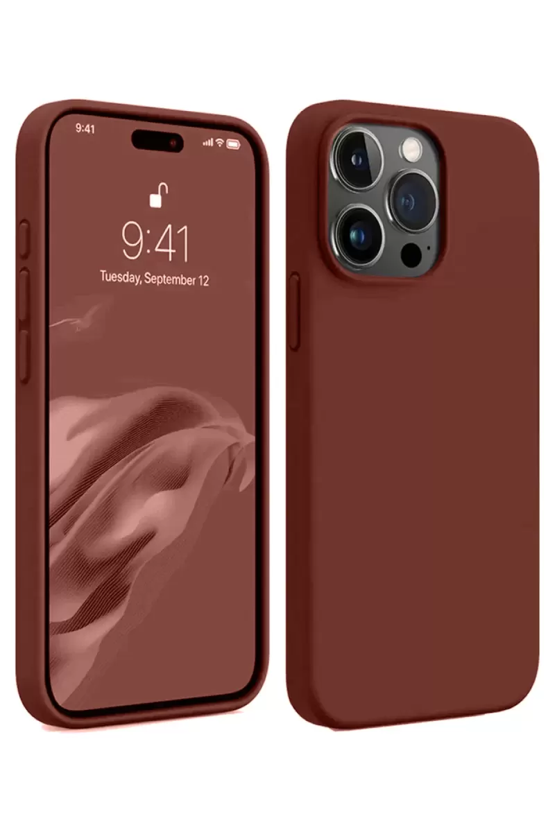 Apple iPhone 15 Pro Max Uyumlu Kılıf First Silikon - Bordo