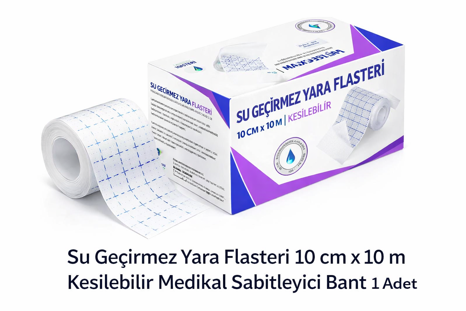 Su Geçirmez Yara Flasteri 10 cm x 10 m Kesilebilir Medikal Sabitleyici Bant 1 Adet