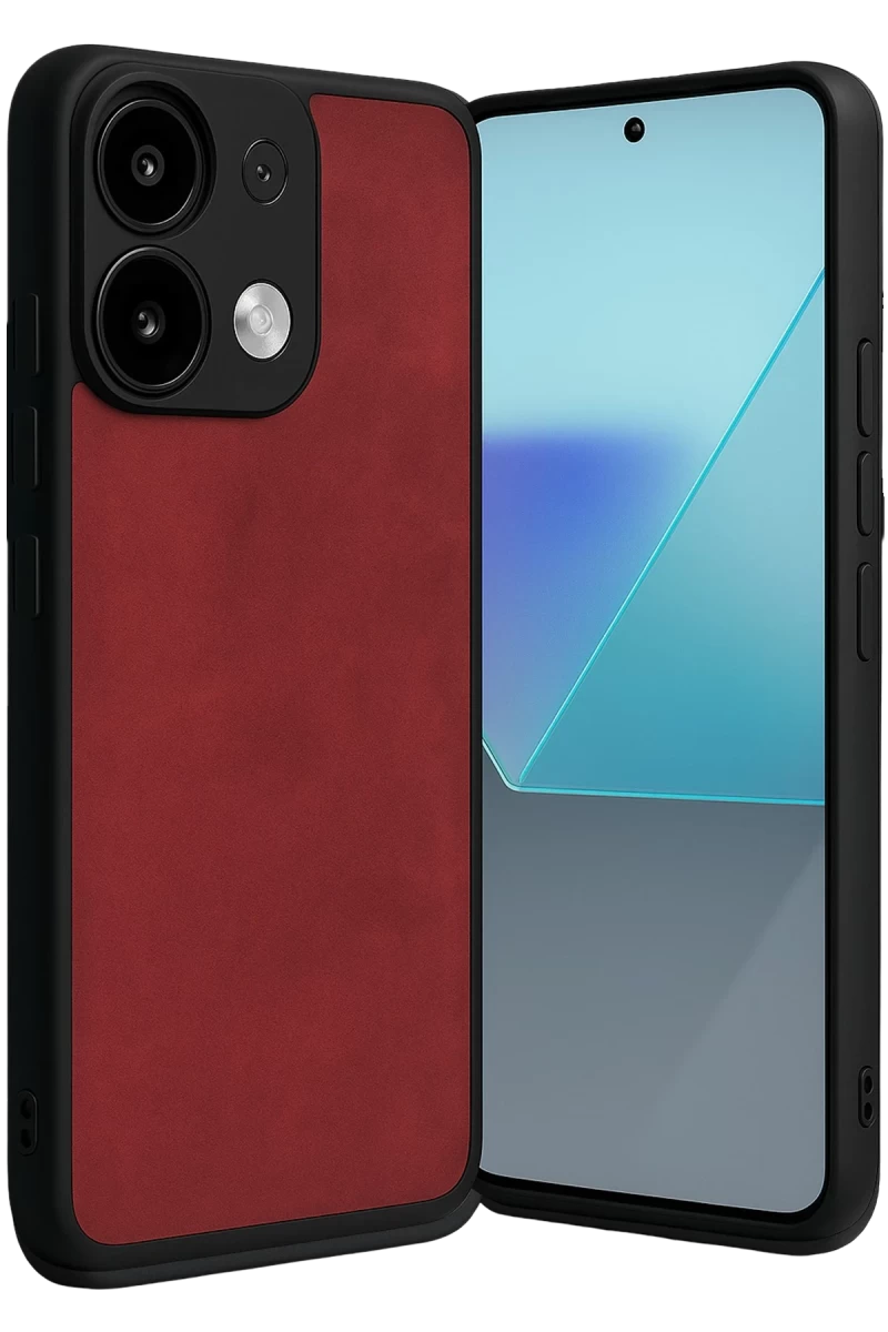 Xiaomi Redmi Note 13 4G Uyumlu Kılıf Aras Deri Kapak - Kırmızı