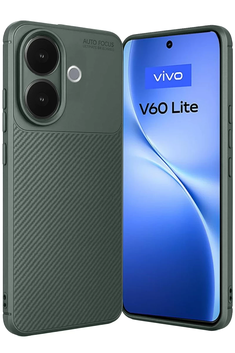 Vivo V60 Lite Uyumlu Auto Focus Karbon Kapak - Koyu Yeşil