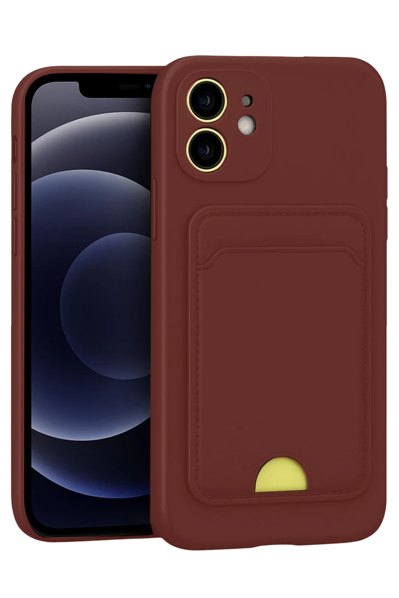 Apple iPhone 11 Uyumlu Kılıf Kelvin Kartvizitli Silikon - Bordo