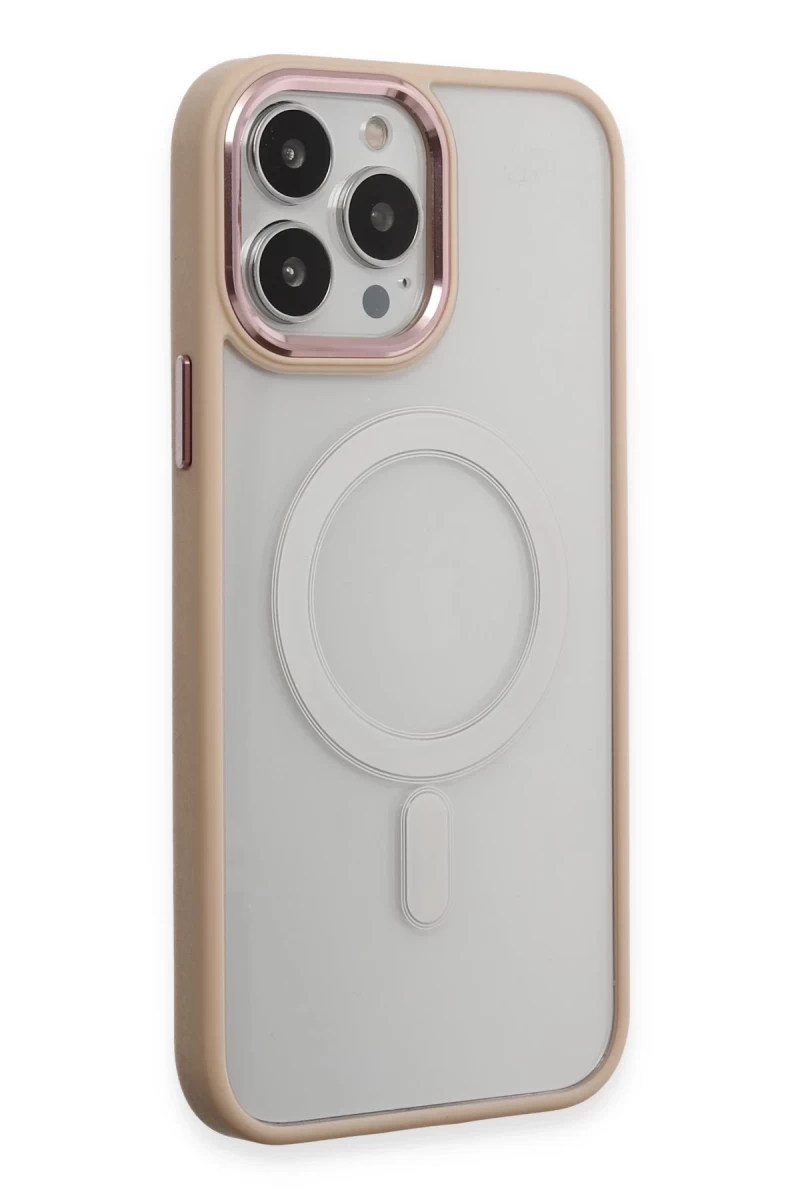 Apple iPhone 15 Pro Max Uyumlu Kılıf Room Magneticsafe Silikon - Pudra