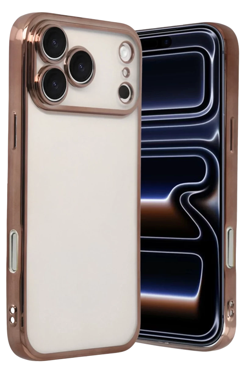 Apple iPhone 17 Pro Max Uyumlu Lensli Silikon - Çöl Titanyum
