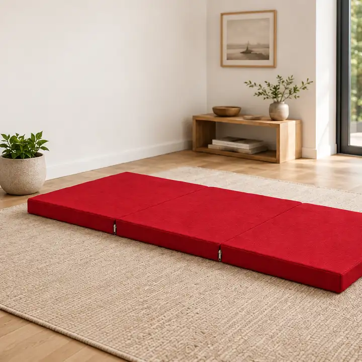 Üç Parçalı Katlanır Minder · 60 × 180 × 7 cm | Kırmızı | İç mekân