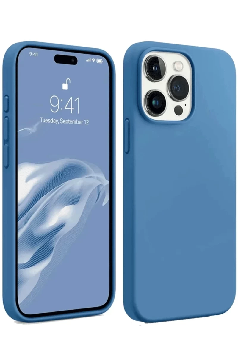 Apple iPhone 15 Pro Uyumlu Kılıf First Silikon - Mavi