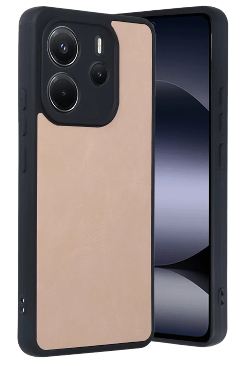 Xiaomi Redmi Note 14 4G Uyumlu Kılıf Aras Deri Kapak - Pudra