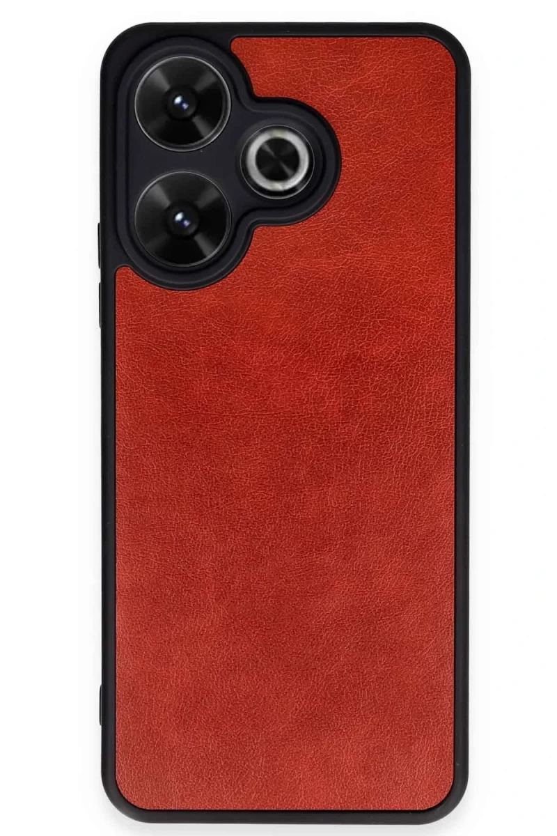 Xiaomi Redmi 13 4G Uyumlu Kılıf Aras Deri Kapak - Kırmızı