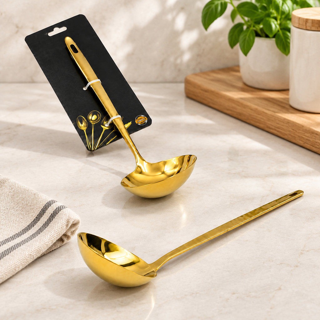 Metal Servis Kepçe Altın Renk