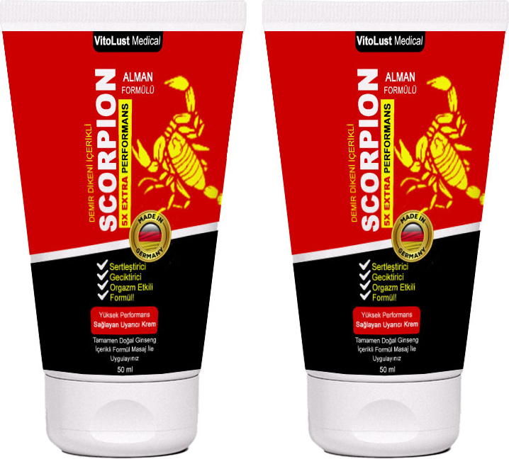 Scorpion Cream 2 Adet Erkeklere Özel SertPe.nis Masaj Kremi 50 ml