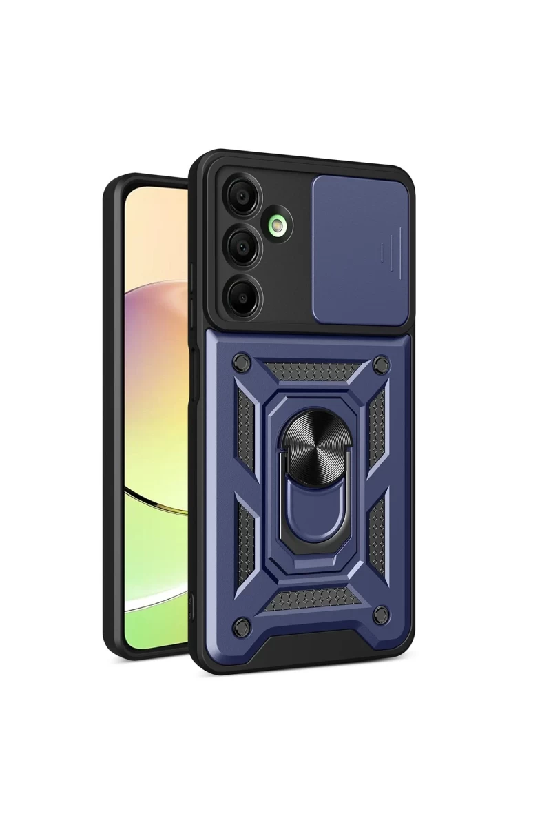 Samsung Galaxy A16 5G Uyumlu Kılıf Pars Lens Yüzüklü Silikon - Lacivert