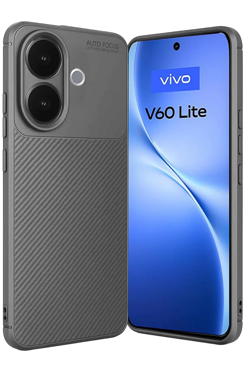 Vivo V60 Lite Uyumlu Auto Focus Karbon Kapak - Gri