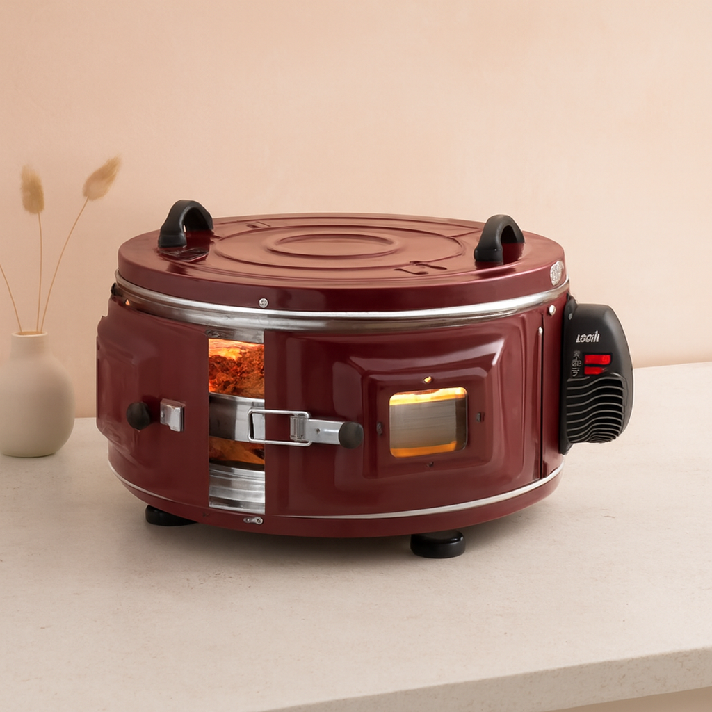Yuvarlak davul fırın 1100W 46 cm - alüminyum tepsi, ön gözlem camı