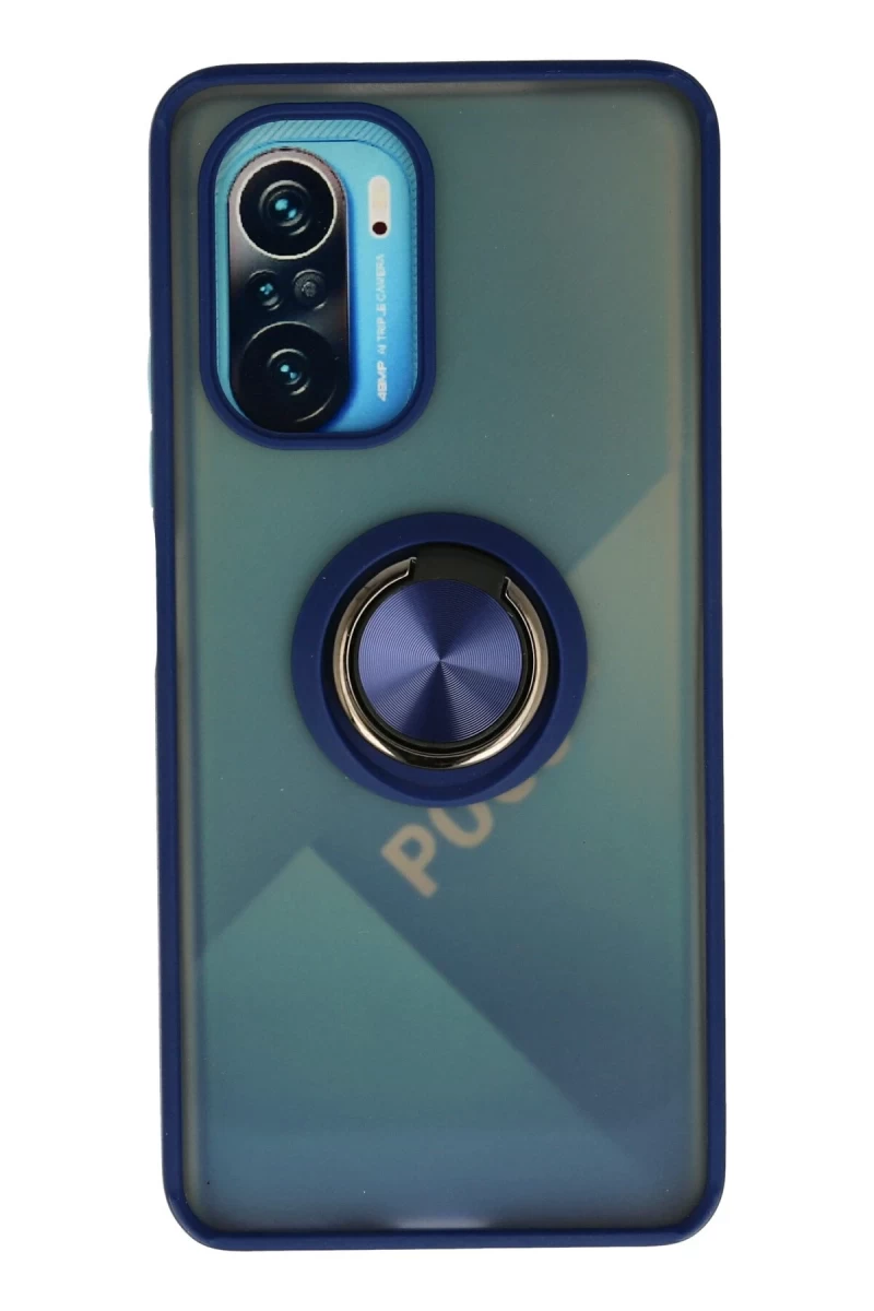 Xiaomi Redmi K40 Uyumlu Kılıf Montreal Yüzüklü Silikon Kapak - Lacivert