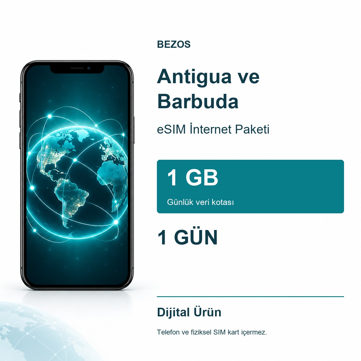 Antigua ve Barbuda eSIM İnternet Paketi Günlük 1 GB 1 Gün