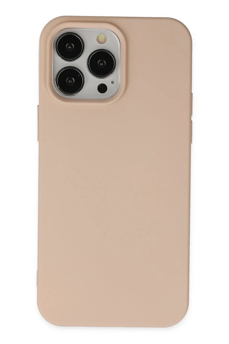 Apple iPhone 15 Pro Uyumlu Kılıf Nano içi Kadife Silikon - Pudra
