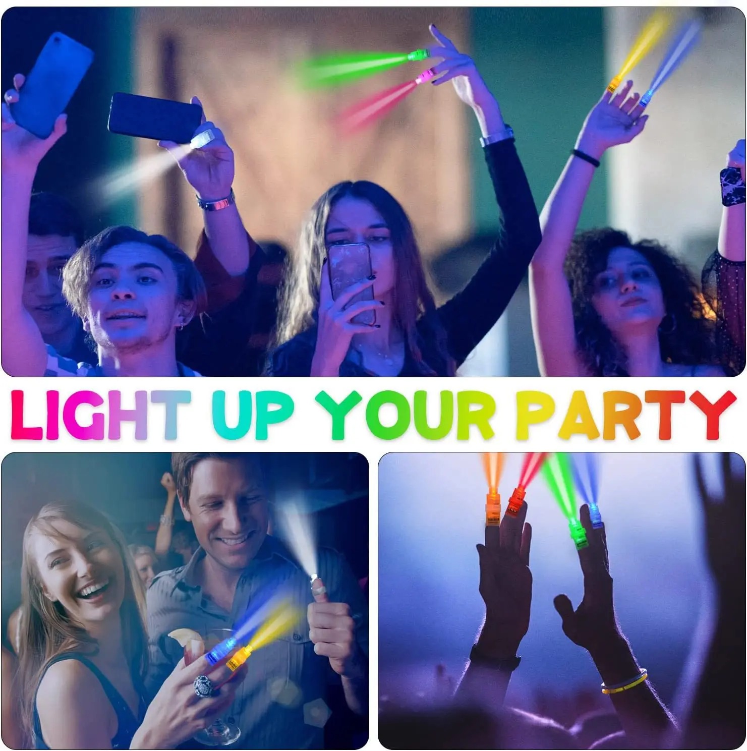 Led Işıklı Renkli Püsküllü Parmak Işığı 4 Renk 4 Adet