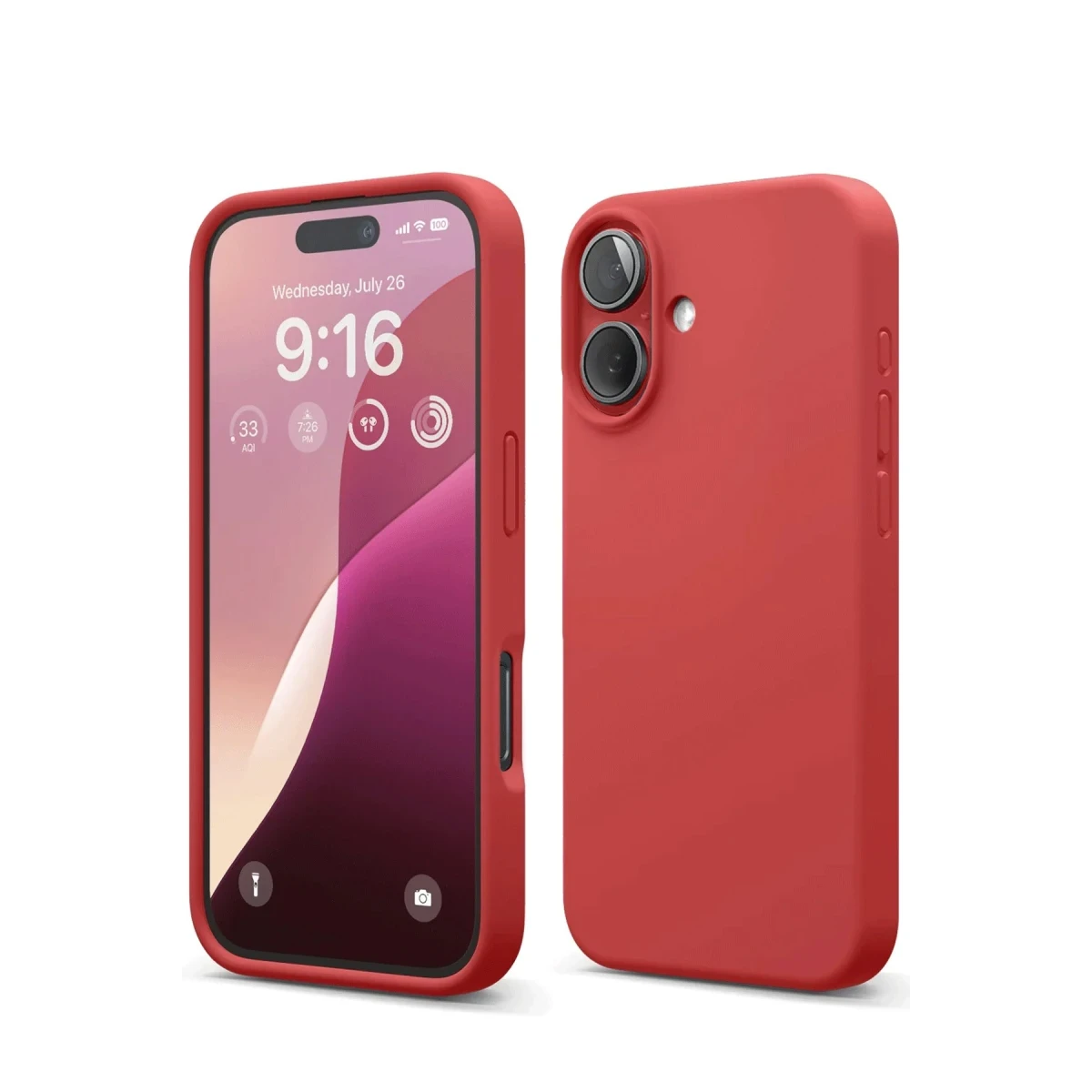 Apple iPhone 16 Uyumlu Kılıf Nano içi Kadife Silikon - Kırmızı