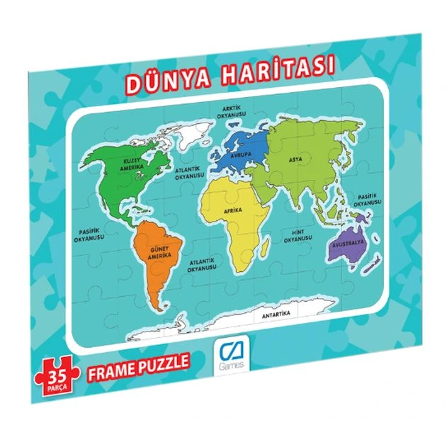 Dünya Haritası Frame Puzzle 35 Parça