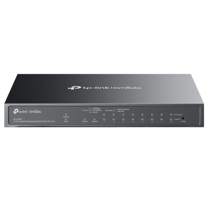 TP-LINK OMADA ES210GMP 8 PORT GIGABIT POE + 2 PORT RJ45/1 PORT SFP COMBO CLOUD YÖNETİLEBİLİR 123W METAL KASA SWITCH