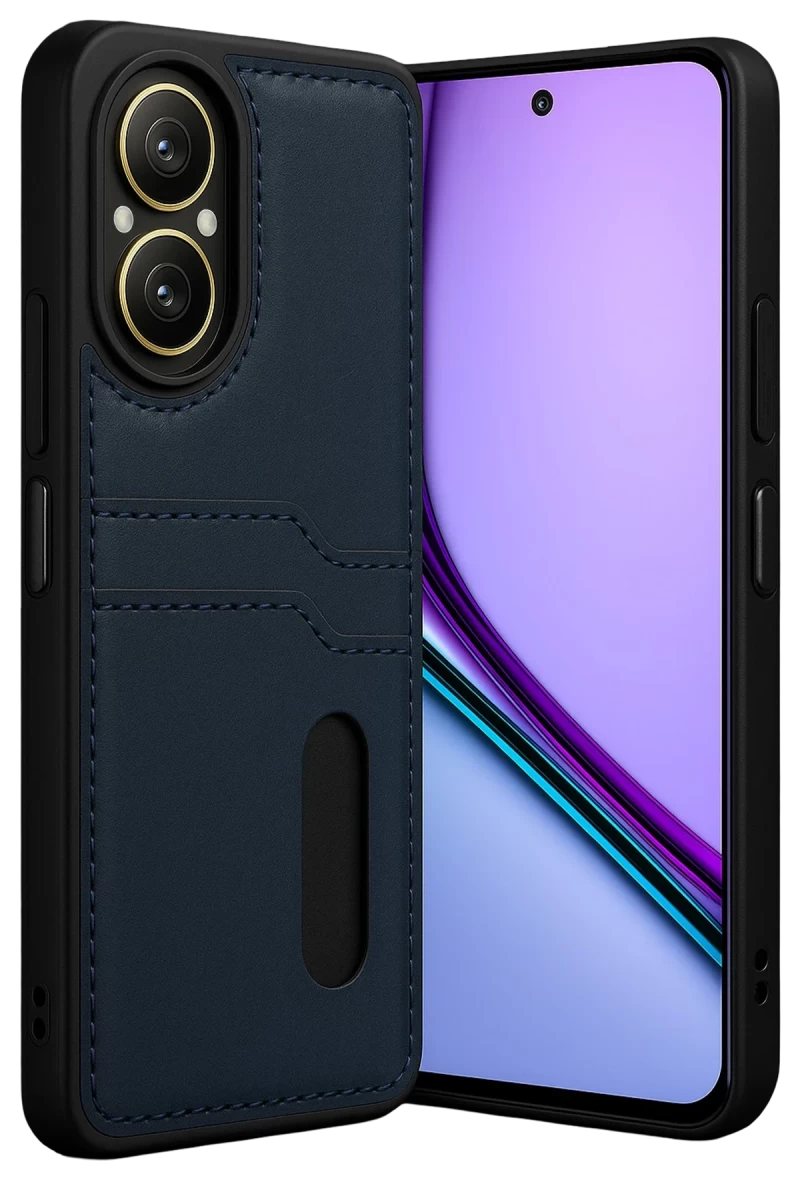 Realme 12 Lite Uyumlu Kılıf Sara Kartvizitli Deri Kılıf - Lacivert