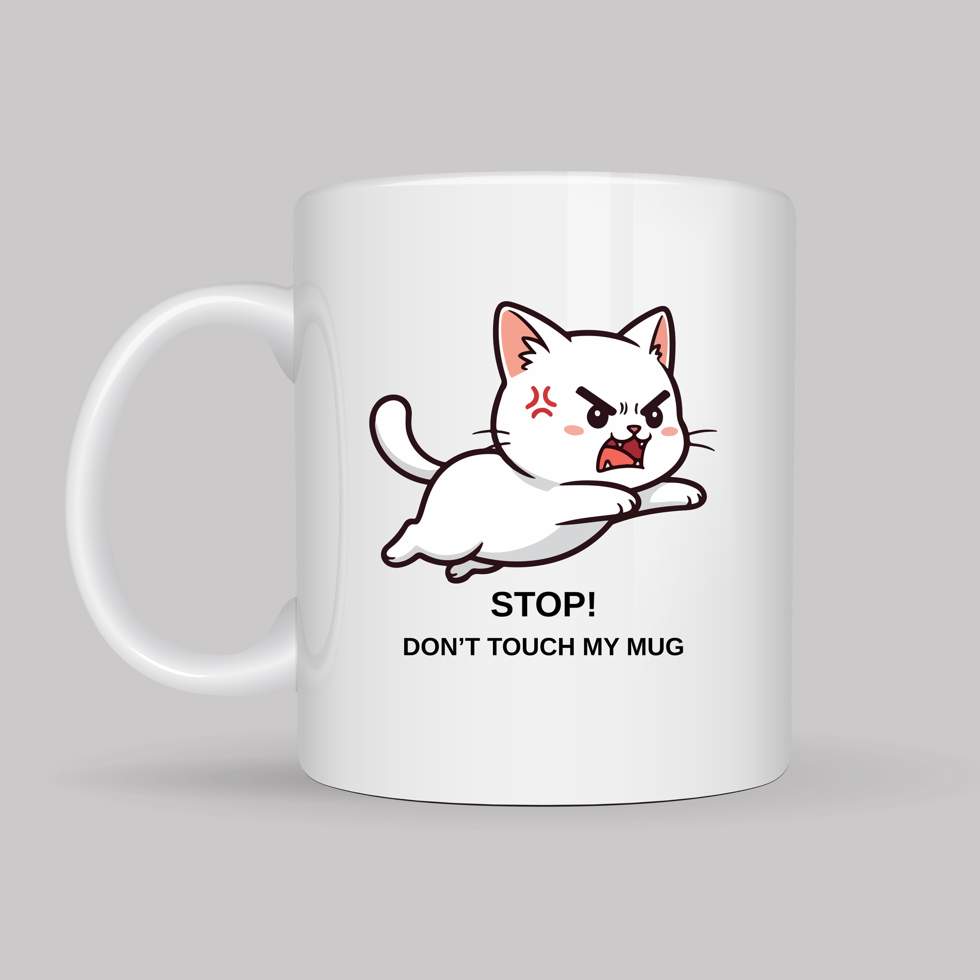 Stop Don’t Touch My Mug Yazılı Kedi Tasarımlı Kupa Model 211 Komik Baskılı Seramik Kahve Kupası