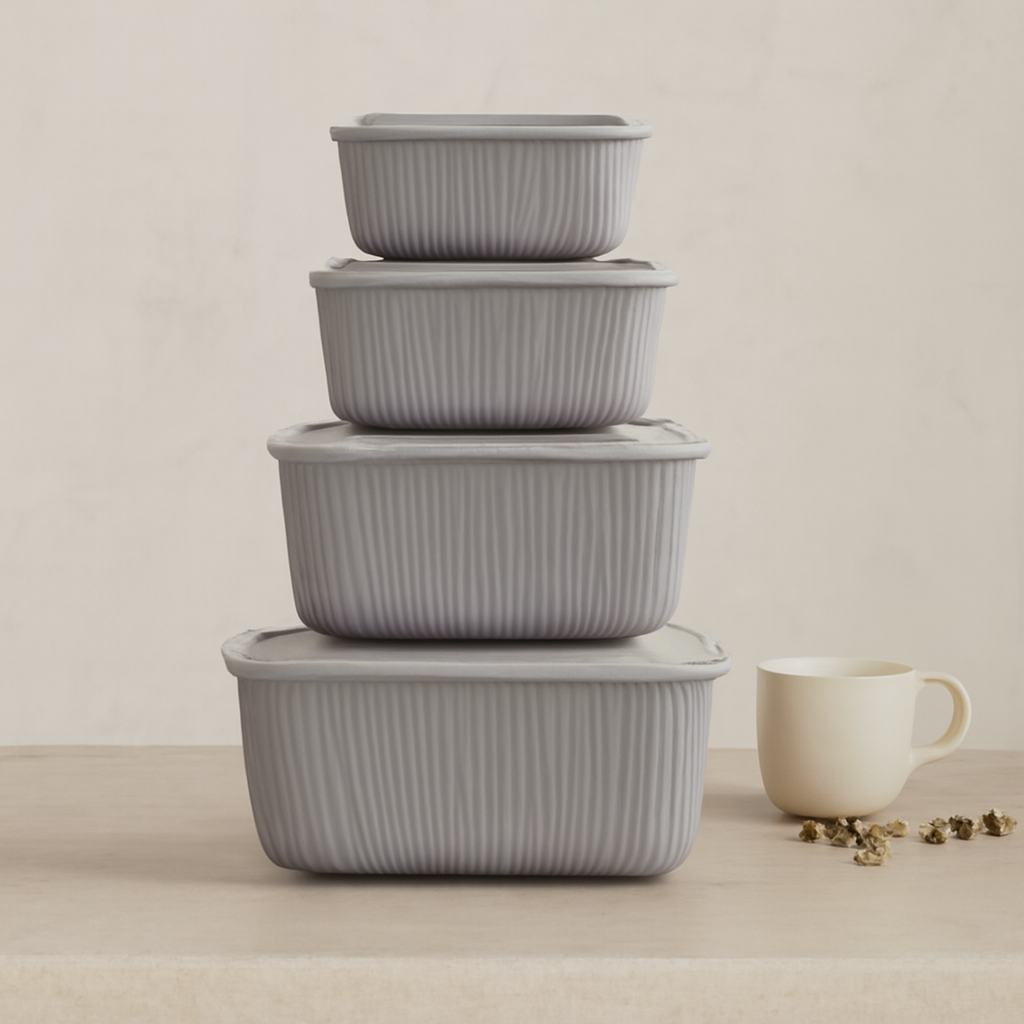 Sızdırmaz Dikdörtgen Saklama Kabı Seti (600/1100/1800/3000 ml)