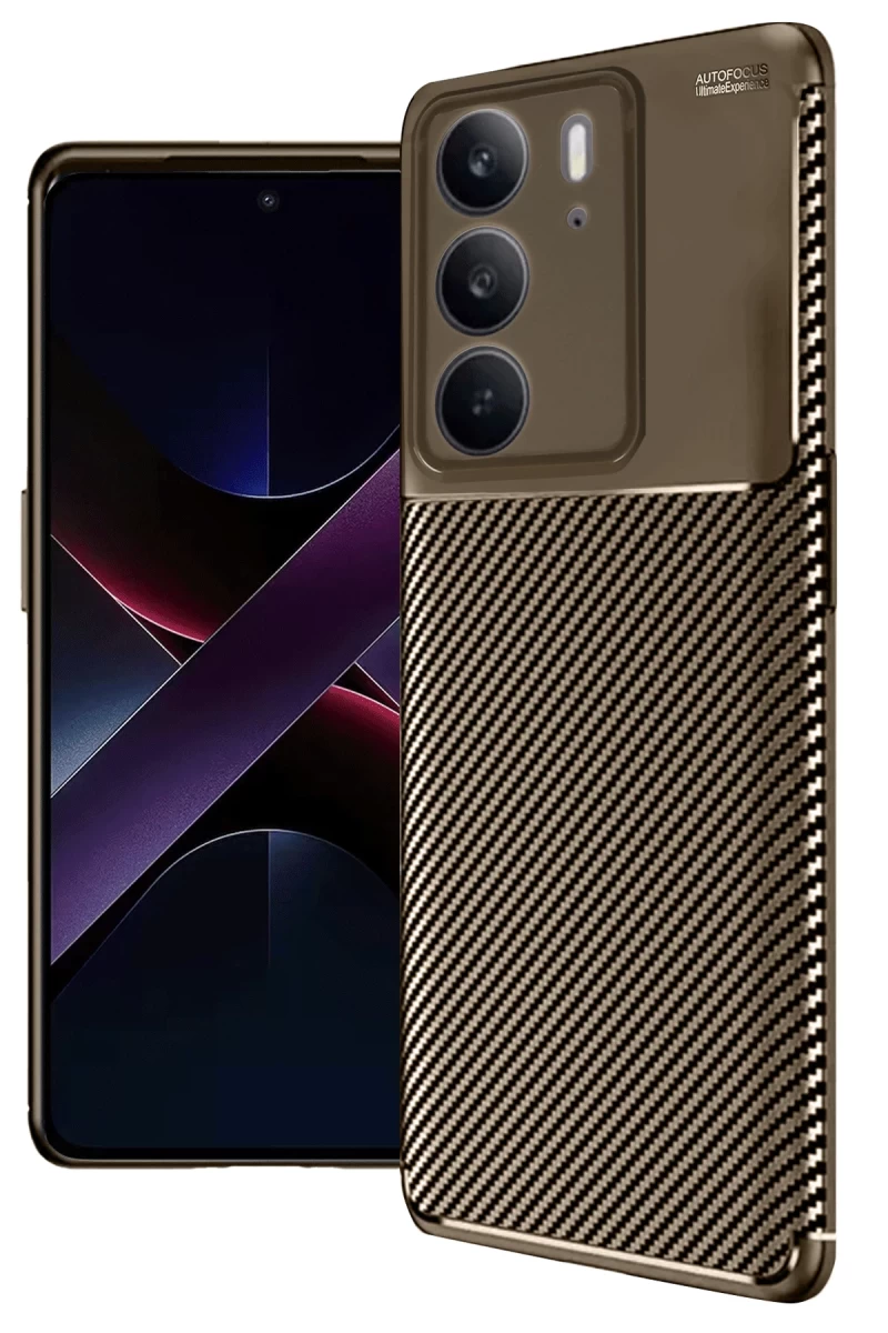 Realme C75 4G Uyumlu Auto Focus Karbon Kapak - Kahverengi