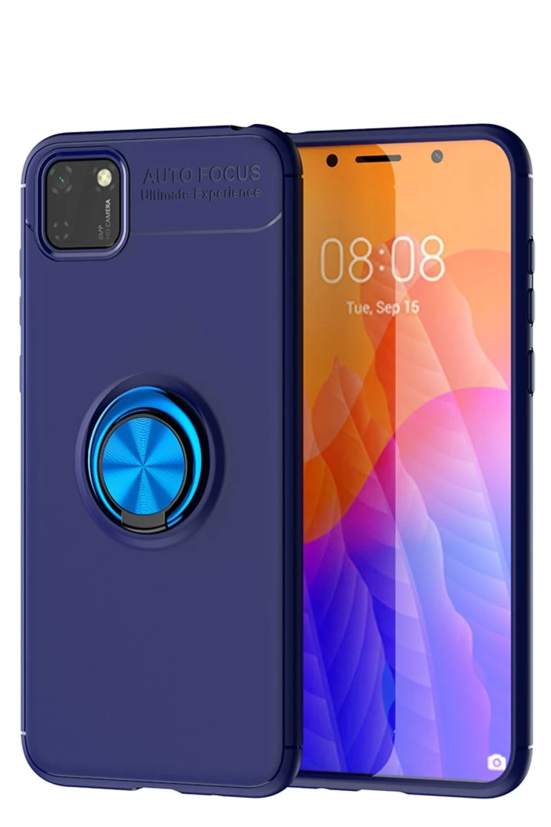 Huawei Y5P Uyumlu Kılıf Range Yüzüklü Silikon - Mavi