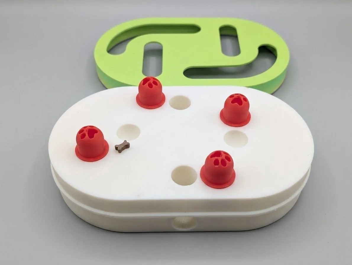 3D Baskı Çok Seviyeli Köpek Zeka Bulmacası Ödül Mama Oyuncağı Yavaş Yeme Aktivite Oyuncağı Yeşil Beyaz