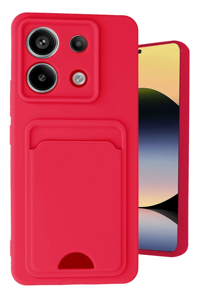 Xiaomi Redmi Note 13 Pro 5G Uyumlu Kılıf Kelvin Kartvizitli Silikon - Kırmızı