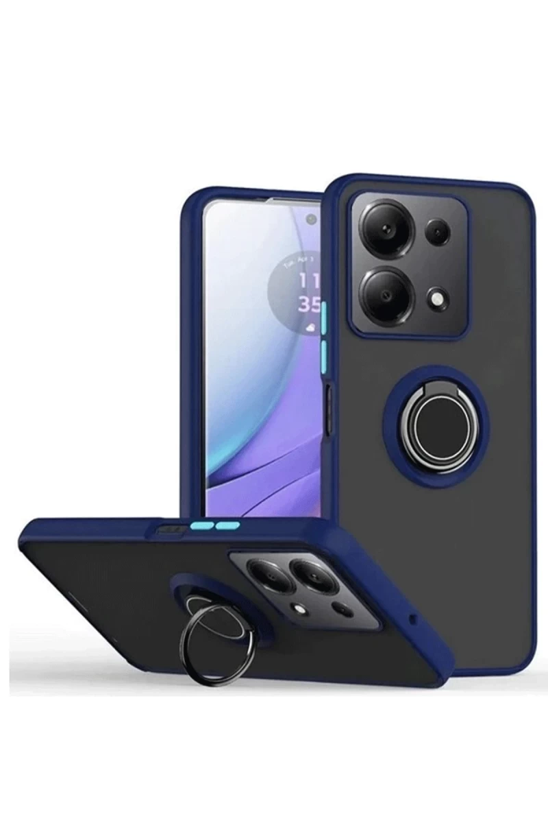 Xiaomi Redmi Note 13 Pro 5G Uyumlu Kılıf Montreal Yüzüklü Silikon Kapak - Lacivert