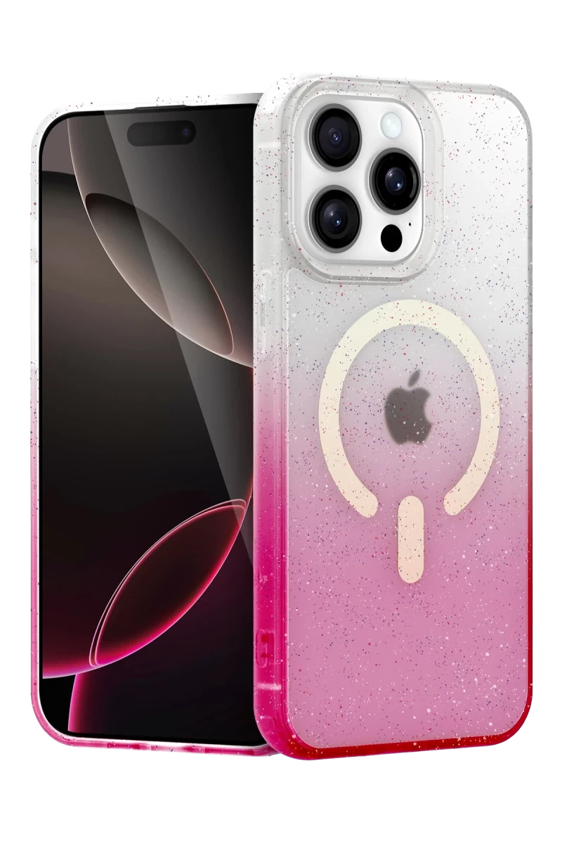 Apple iPhone 15 Pro Max Uyumlu Pummel Shiny Magsafe Kapak - Pembe