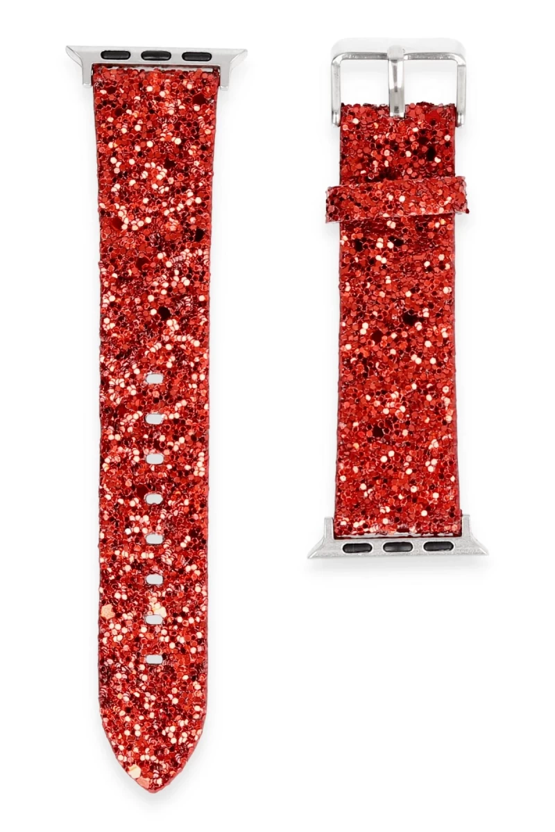 Apple Watch 38mm Uyumlu Starry Taşlı Kordon - Kırmızı