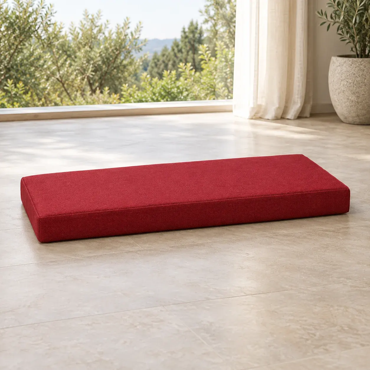 Dikdörtgen Blok Bank Minderi · 50 × 100 × 7 cm | Kırmızı | Dış mekân