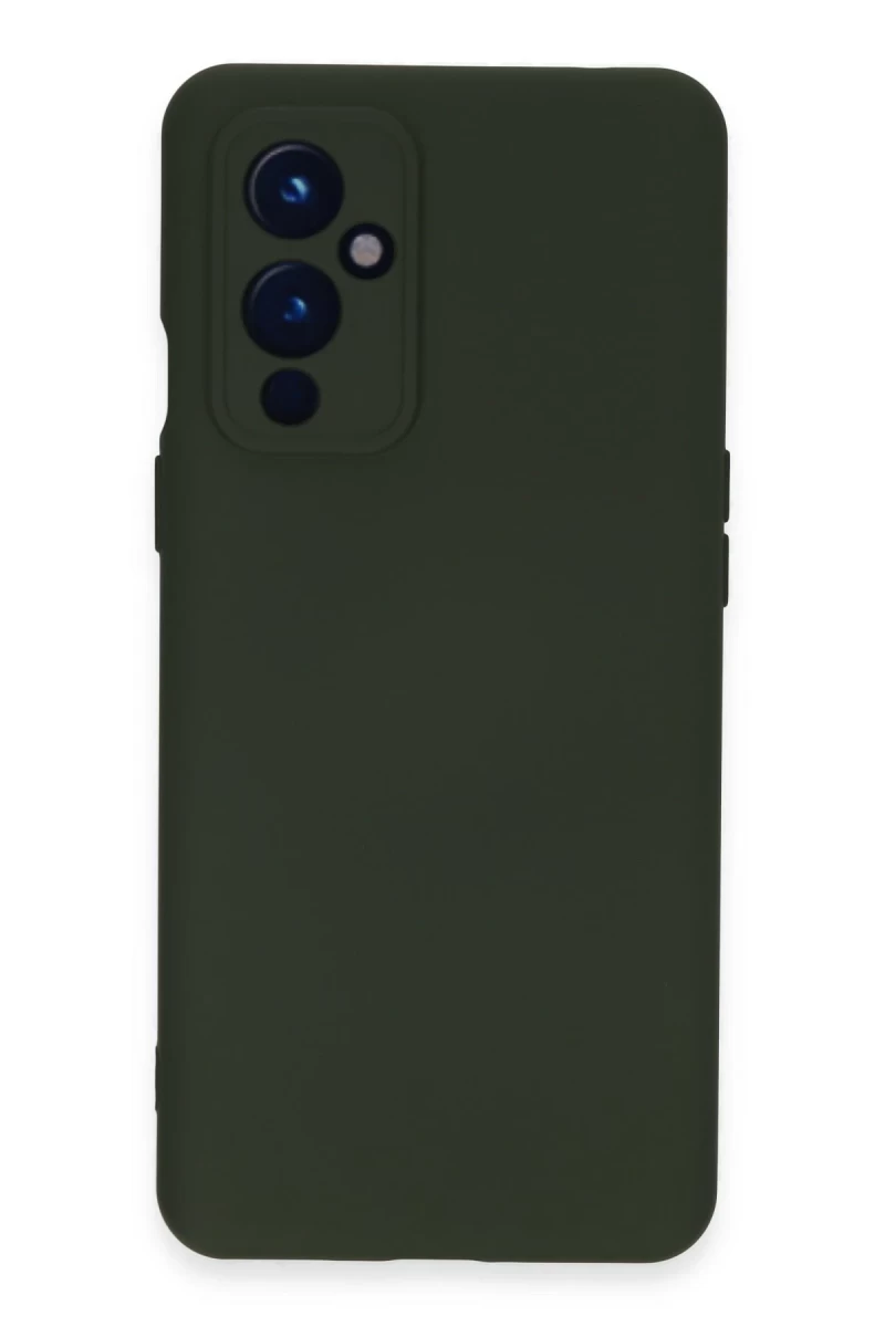 One Plus 9 Kılıf Nano içi Kadife Silikon - Koyu Yeşil