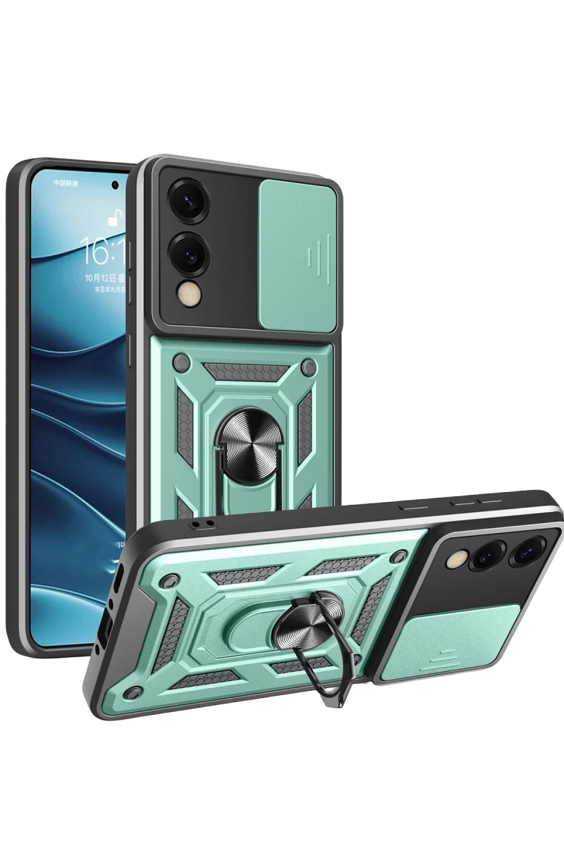 Samsung Galaxy S25 Uyumlu Edge Pars Lens Yüzüklü Silikon - Yeşil