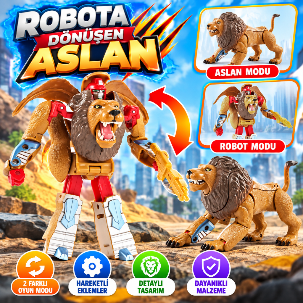 Robota Dönüşen Aslan Oyuncak