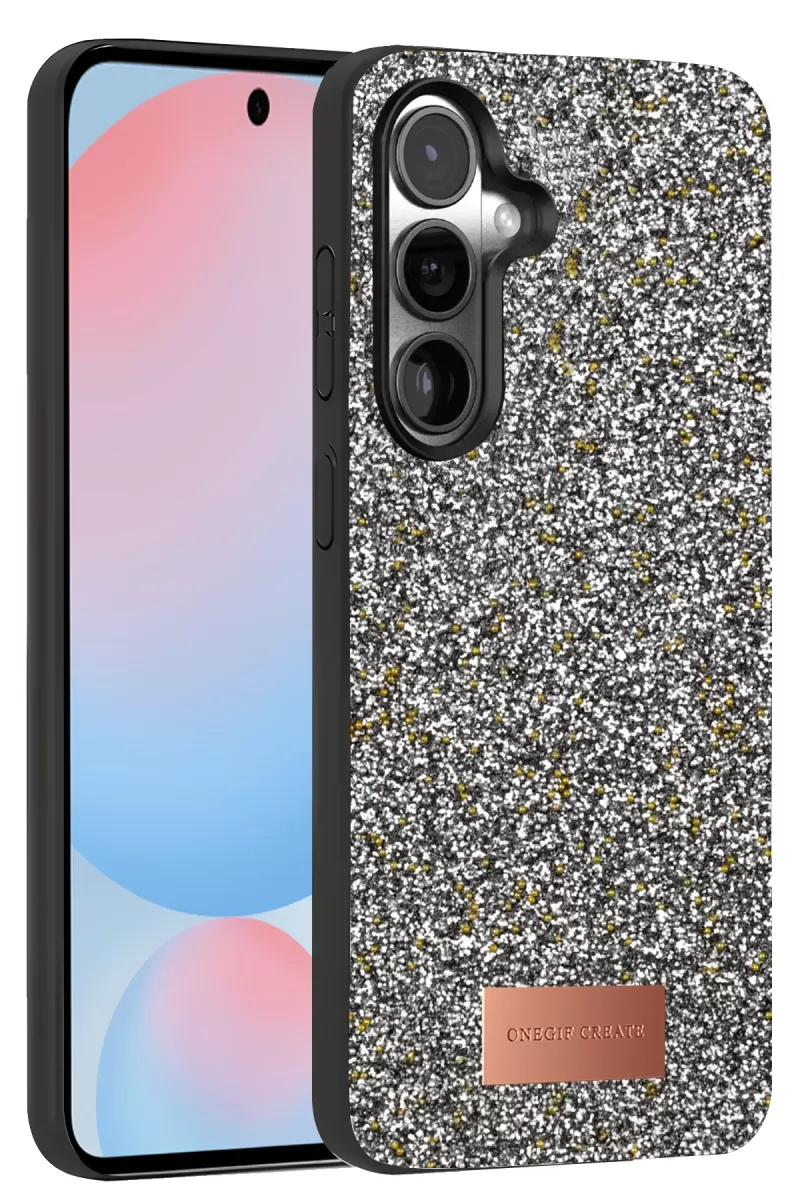 Onegif Samsung Galaxy S24 FE Uyumlu Bright Simli Kapak - Gold
