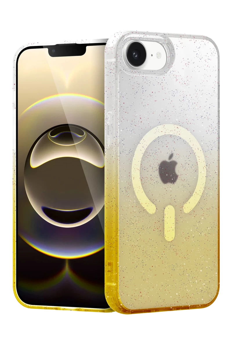 Apple iPhone 16E Uyumlu Pummel Shiny Magsafe Kapak - Gold