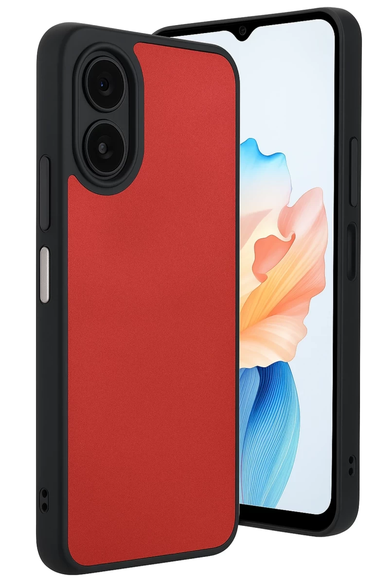 Oppo A38 Uyumlu Kılıf Aras Deri Kapak - Kırmızı