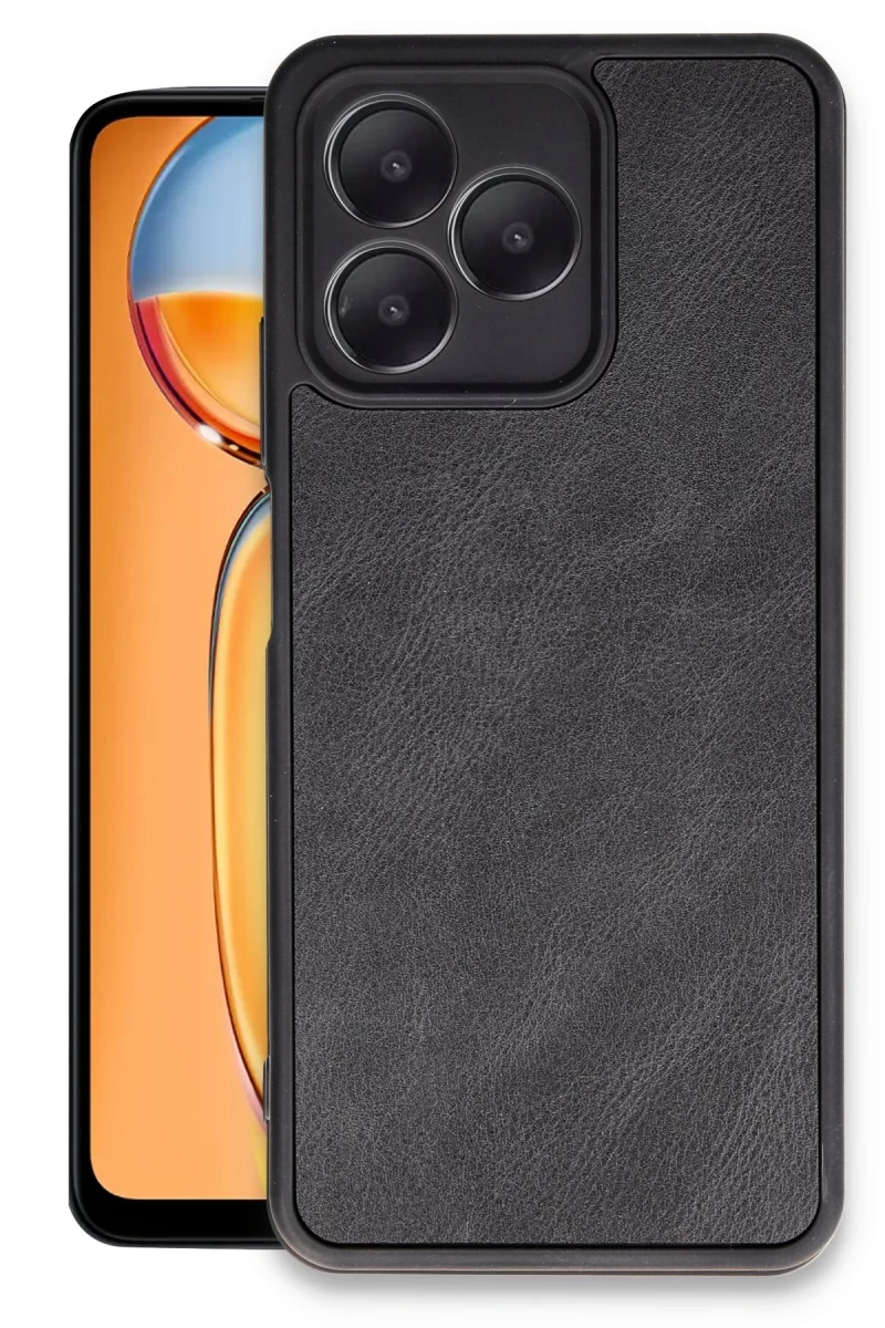 Realme Note 50 4G Uyumlu Kılıf Aras Deri Kapak - Siyah