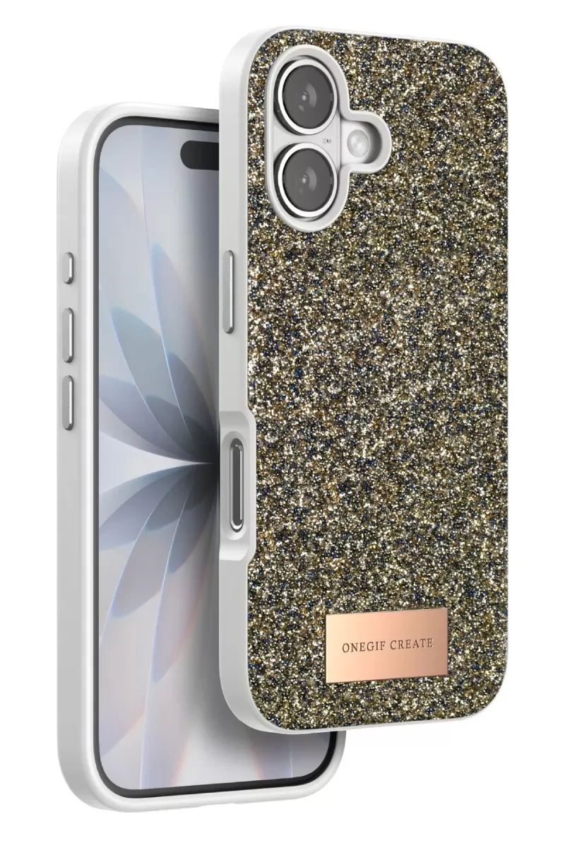 Onegif Apple iPhone 17 Uyumlu Bright Simli Kapak - Çöl Titanyum