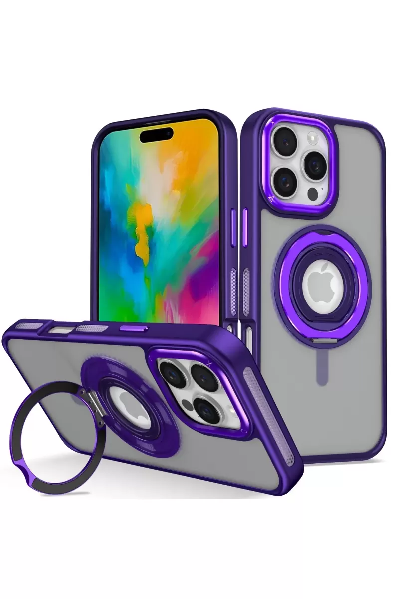 Joko Apple iPhone 16 Pro Max Uyumlu Banza Magsafe Standlı Kapak - Derin Mor