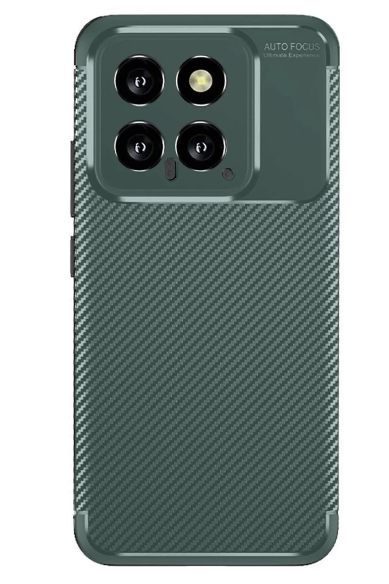 Xiaomi Mi 14T Uyumlu Kılıf Auto Focus Karbon Kapak - Koyu Yeşil